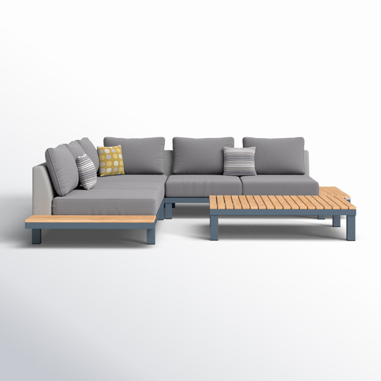 Opia 4 Piece Teak Sectional Seating Group with Cushions